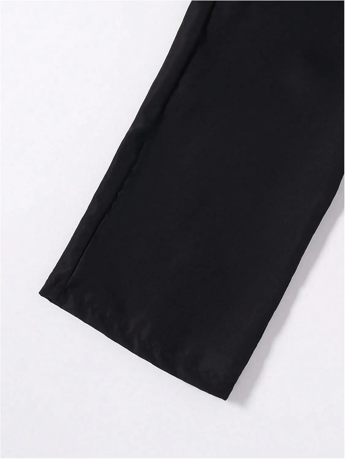 OYOANGLE Boy's Elastic Waist Straight Leg Cargo Pants Street Solid Long Trousers with Pockets