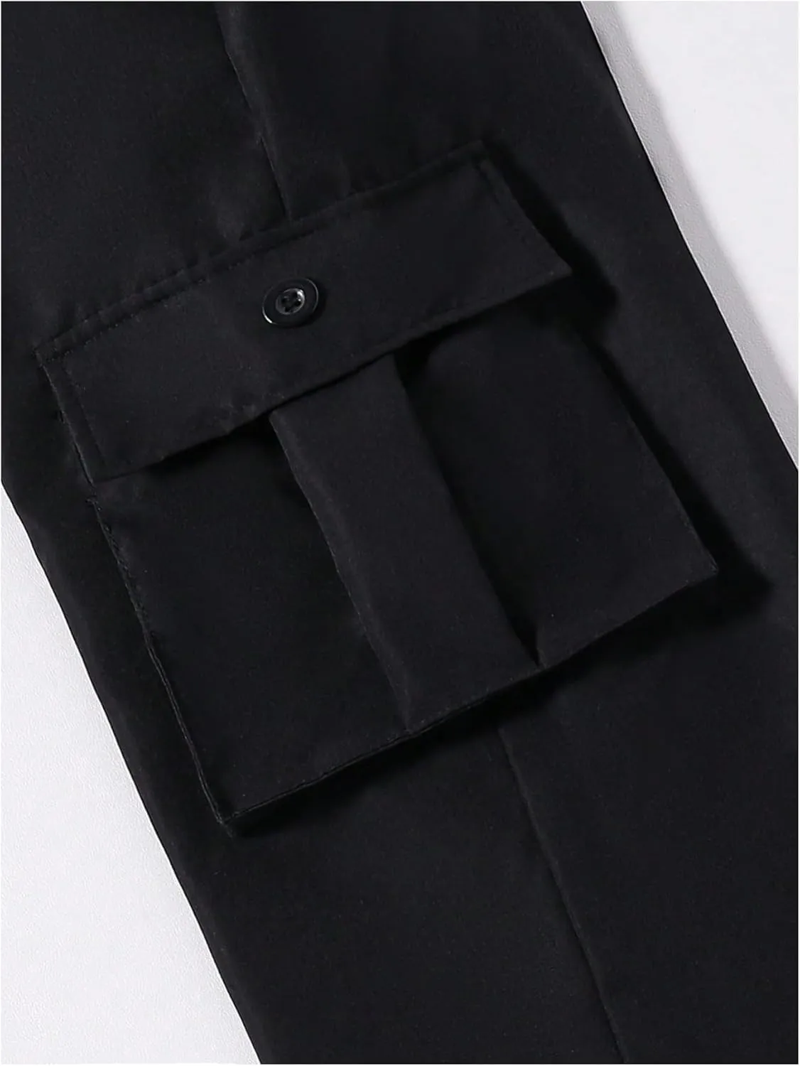 OYOANGLE Boy's Elastic Waist Straight Leg Cargo Pants Street Solid Long Trousers with Pockets
