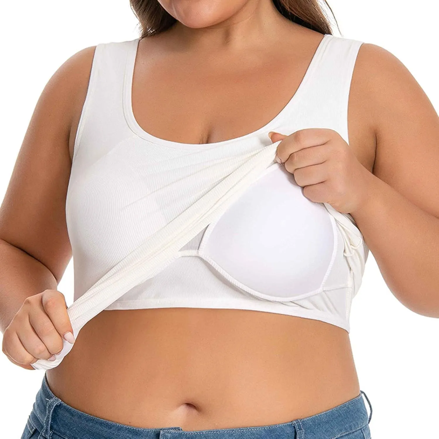 Plus Size Tank Tops for Women Wide Strap Comfy Square Neck Trending Quick Dry Athletic Tanks with Built in Bra