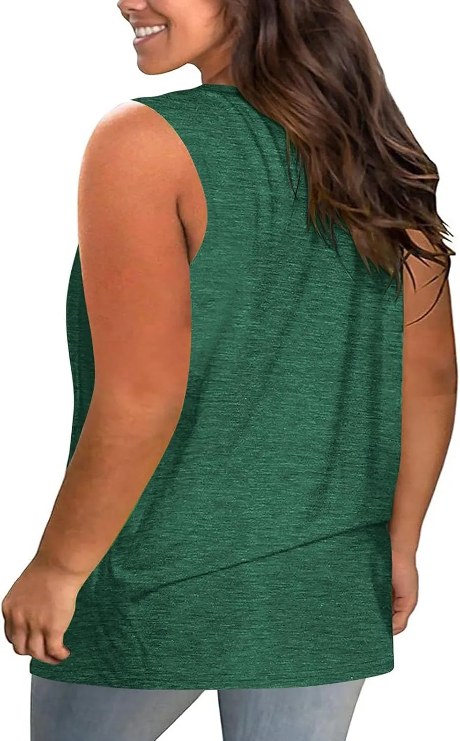 Plus Size Vests for Womens Dressy Hollow Out V-Neck Sleeveless Solid Color Summer Casual Baggy Comfy Tank Tops