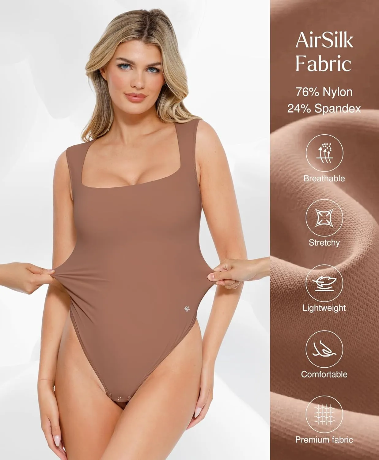 Popilush Body Suits for Womens - Going Out Cute Tops - Sleeveless Square Neck Shapewear Bodysuits Concert Outfits