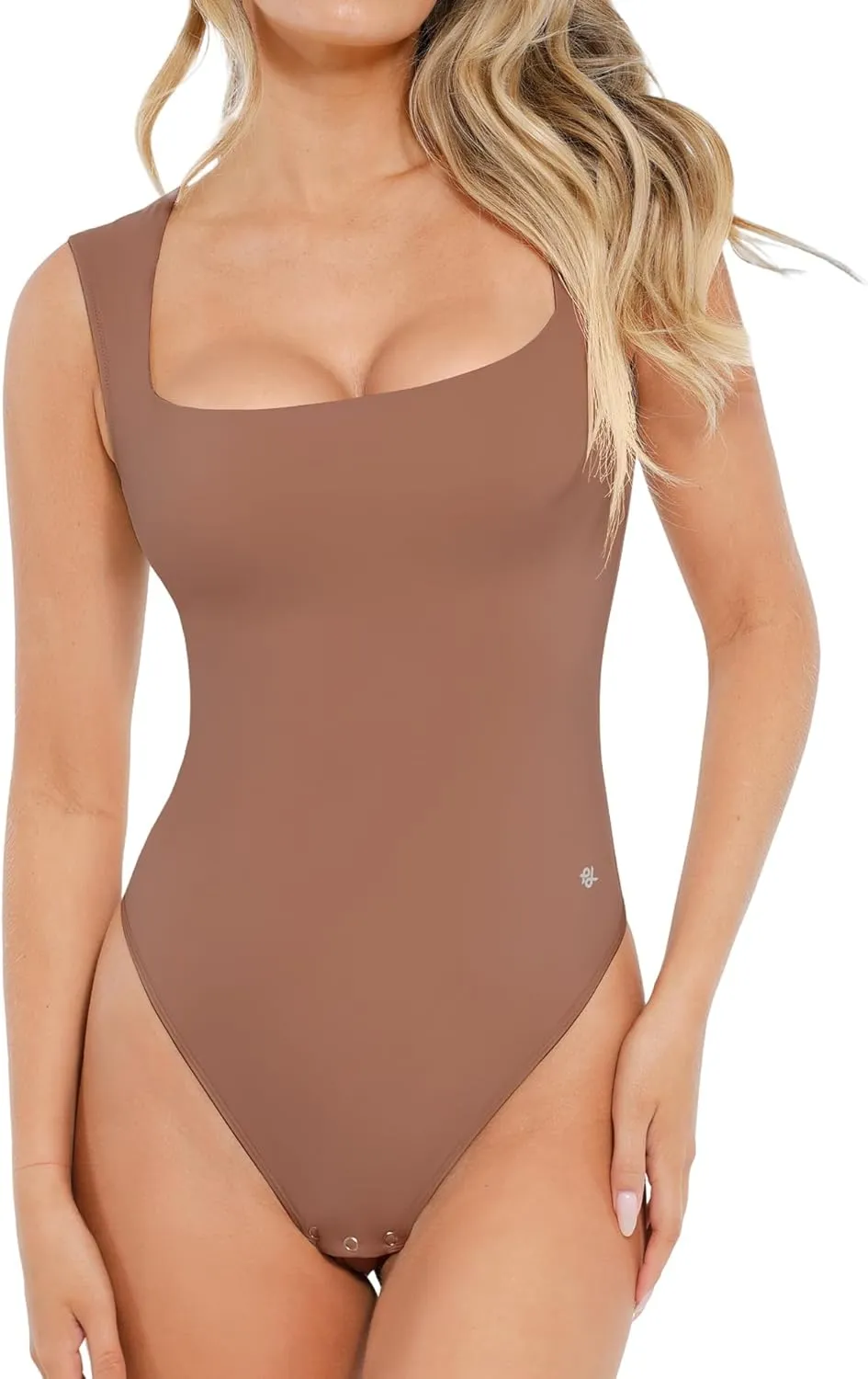 Popilush Body Suits for Womens - Going Out Cute Tops - Sleeveless Square Neck Shapewear Bodysuits Concert Outfits