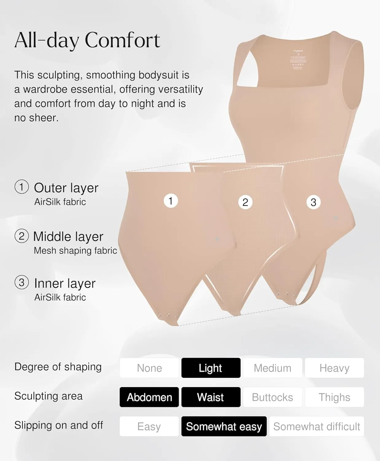 Popilush Body Suits for Womens - Going Out Cute Tops - Sleeveless Square Neck Shapewear Bodysuits Concert Outfits