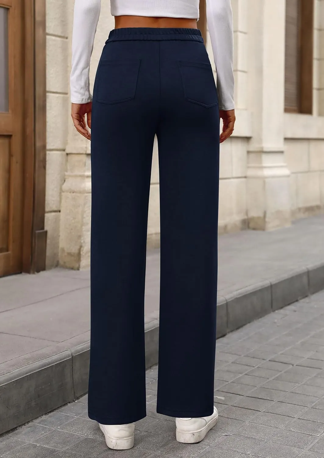 PRETTYGARDEN Women's Dressy Casual Dress Pants Straight Leg High Elastic Waisted Stretch Trouser Slacks