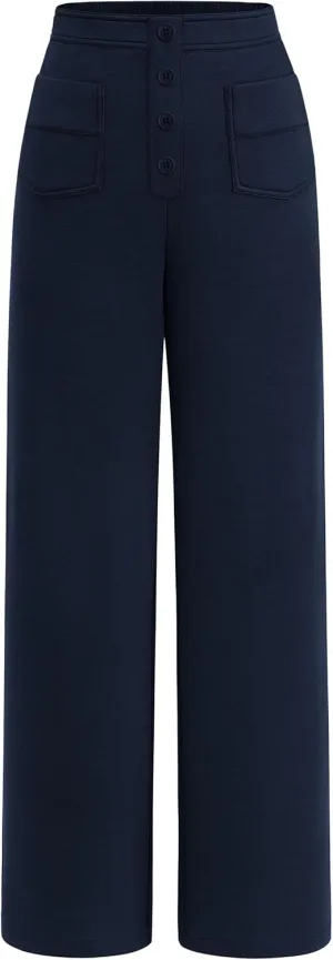 PRETTYGARDEN Women's Dressy Casual Dress Pants Straight Leg High Elastic Waisted Stretch Trouser Slacks