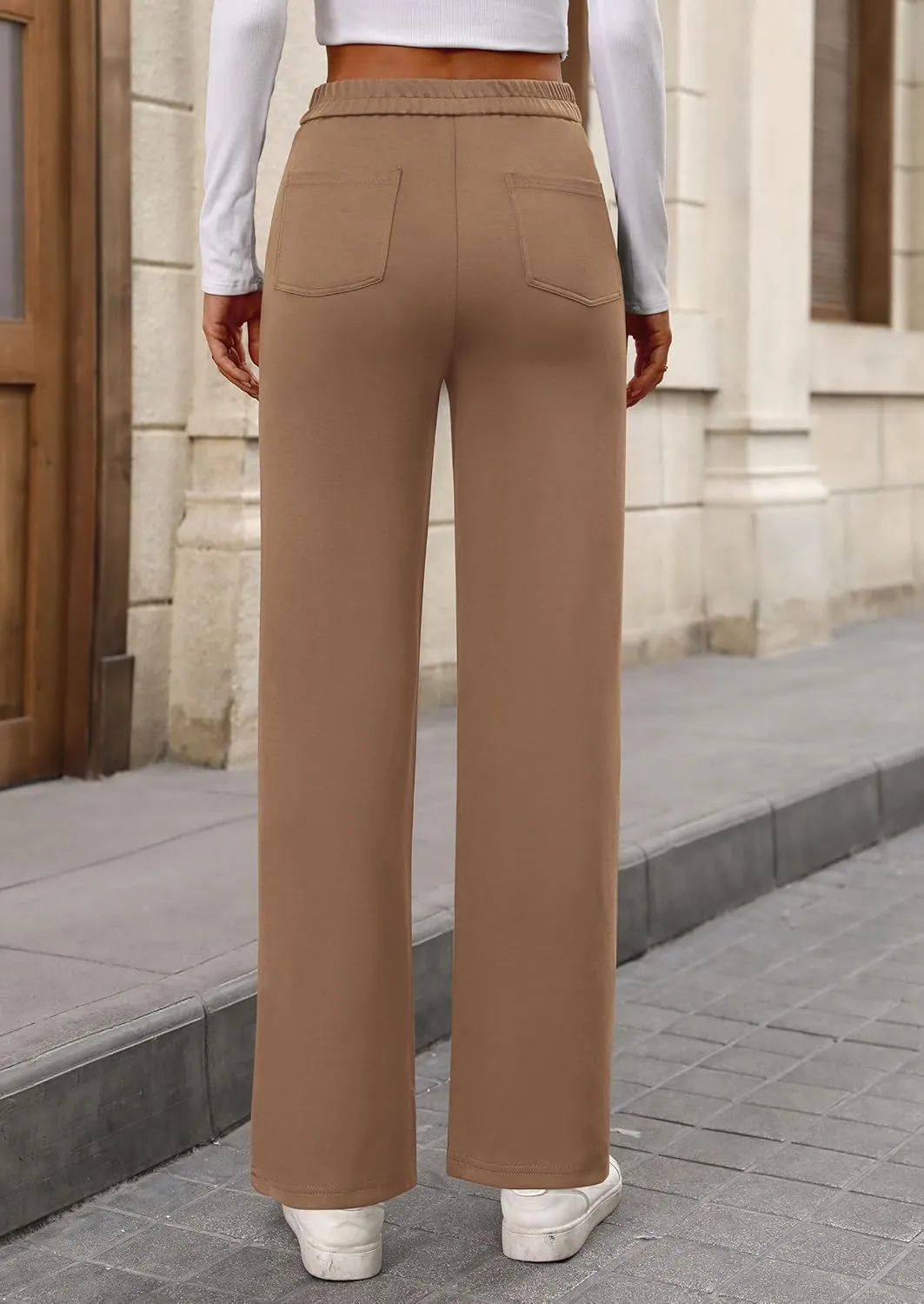 PRETTYGARDEN Women's Dressy Casual Dress Pants Straight Leg High Elastic Waisted Stretch Trouser Slacks