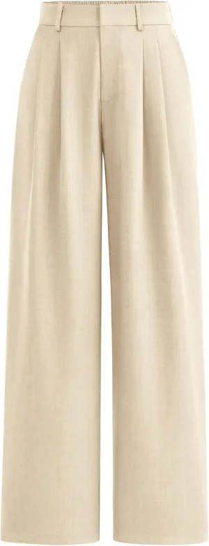 PRETTYGARDEN Women's Summer Work Pants Elastic High Waisted Straight Leg Business Casual Dressy Trousers Slacks with Pockets