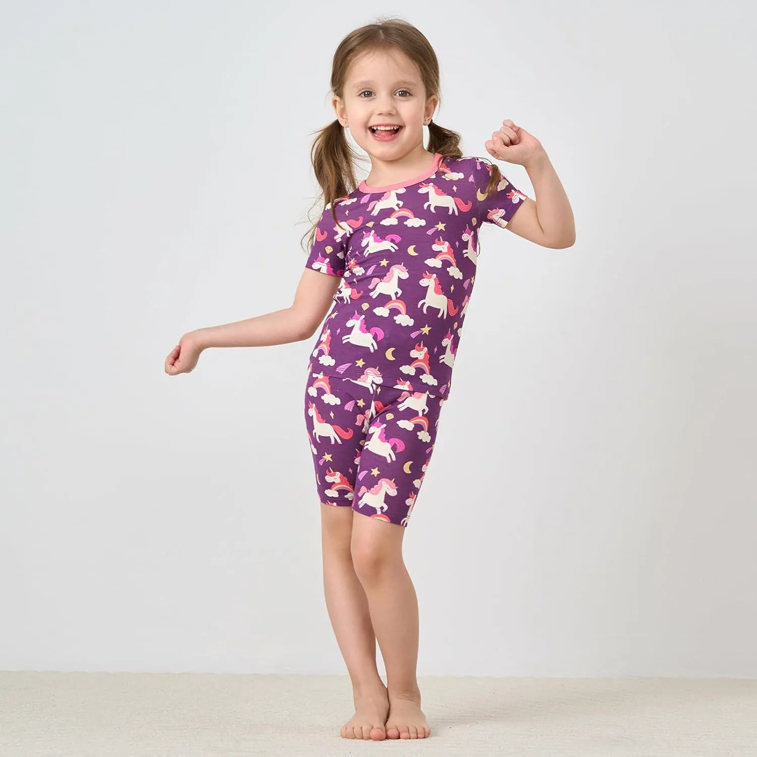 pureborn Baby Bamboo Pajamas Set Pjs - Kids Toddler Girl Snug Fit Viscose Sleepwear 2pcs 18M-7Y