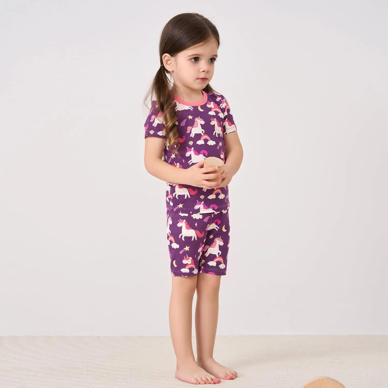 pureborn Baby Bamboo Pajamas Set Pjs - Kids Toddler Girl Snug Fit Viscose Sleepwear 2pcs 18M-7Y