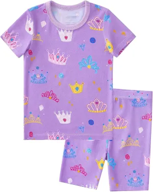 pureborn Baby Bamboo Pajamas Set Pjs - Kids Toddler Girl Snug Fit Viscose Sleepwear 2pcs 18M-7Y
