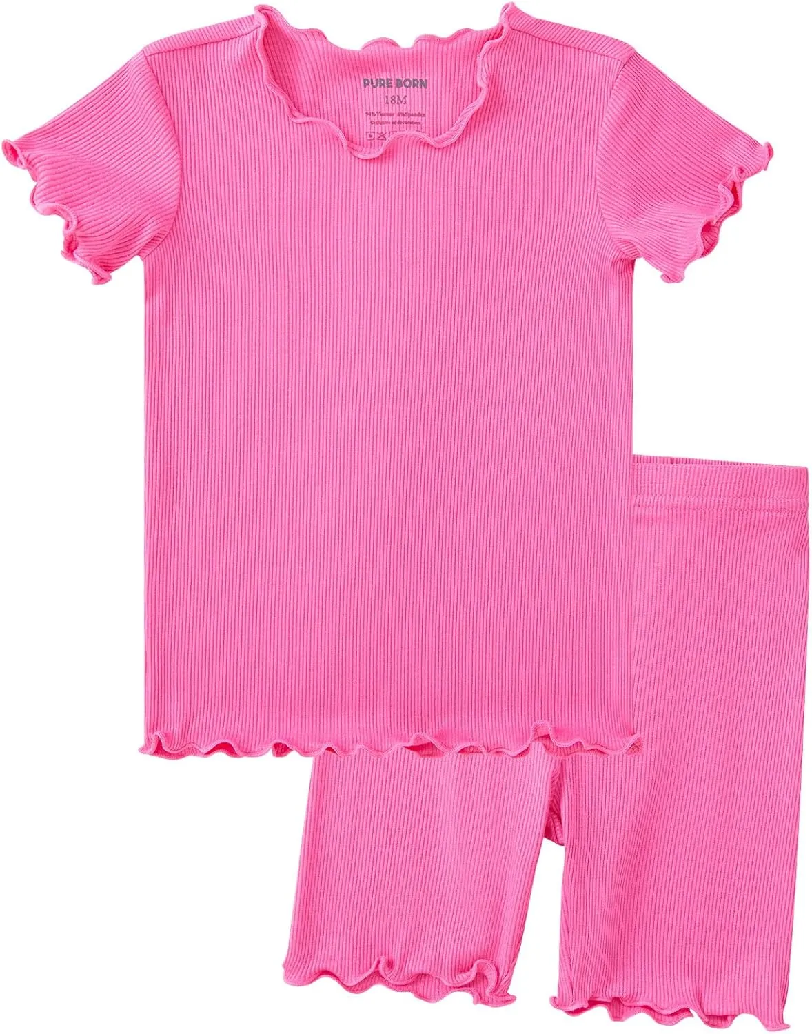 pureborn Baby Pajamas Set Pjs - Kids Toddler Boy Girl Short Sleeve Snug Fit Sleepwear 2pcs 18M-7Y