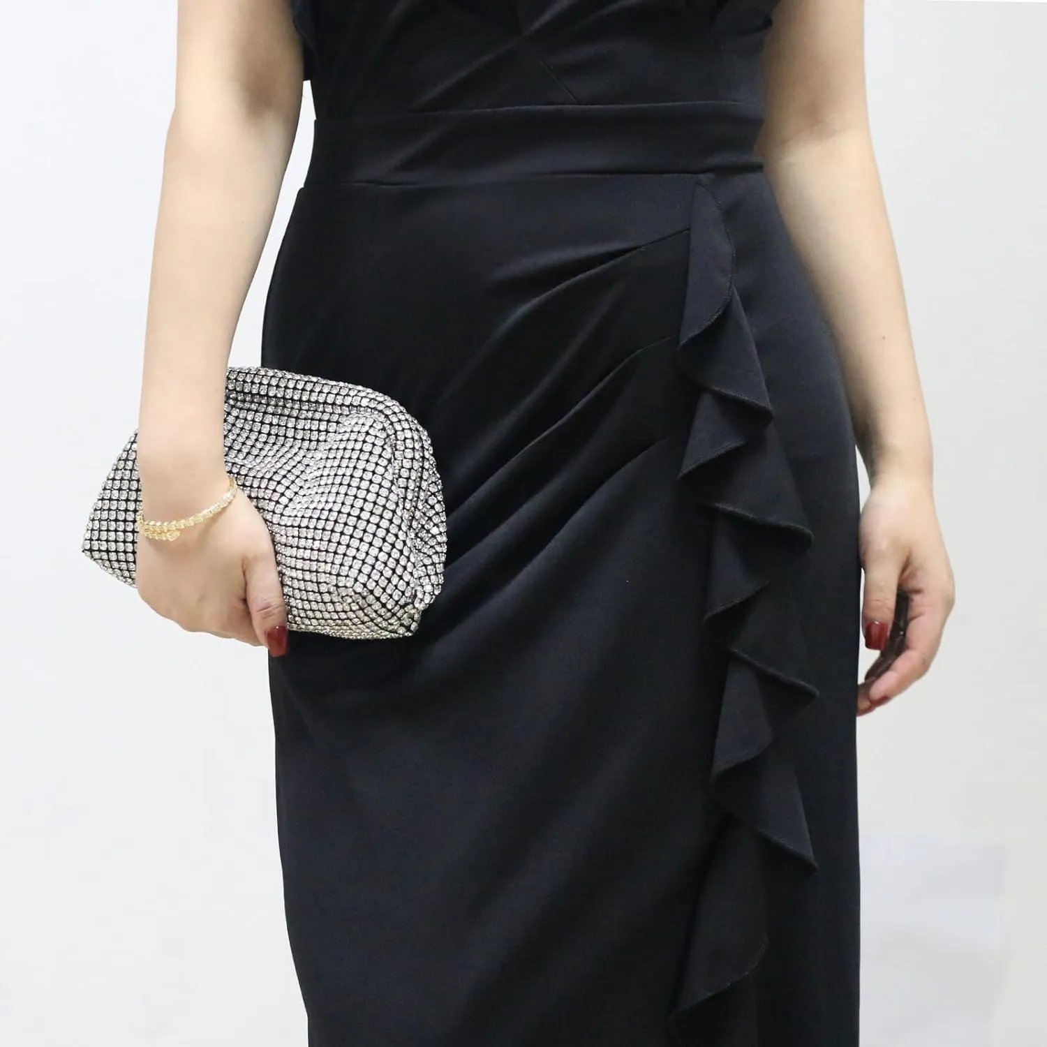 Rhinestone Clutch Purse for Women,Sparkly Diamond Evening Bag Bling Dumpling Cloud Bag for Party Wedding