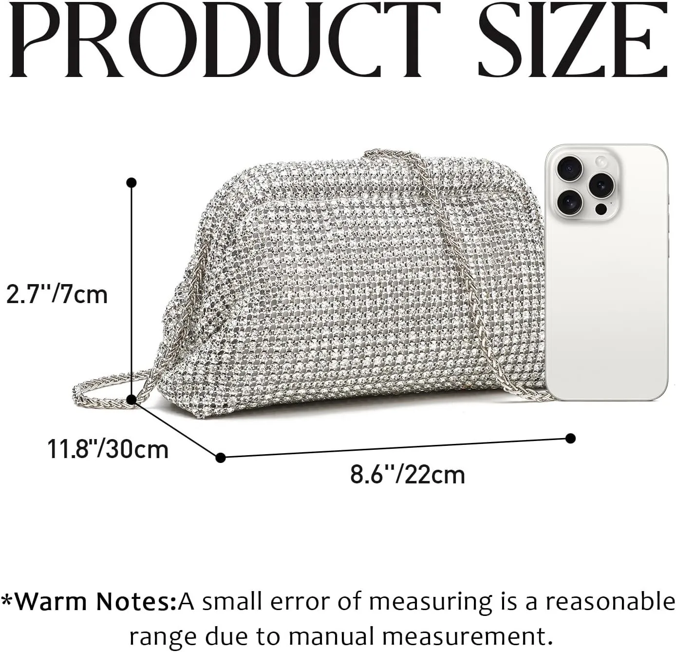 Rhinestone Clutch Purse for Women,Sparkly Diamond Evening Bag Bling Dumpling Cloud Bag for Party Wedding
