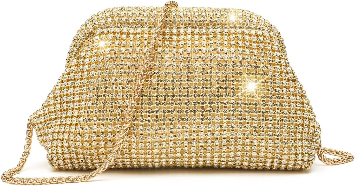 Rhinestone Clutch Purse for Women,Sparkly Diamond Evening Bag Bling Dumpling Cloud Bag for Party Wedding