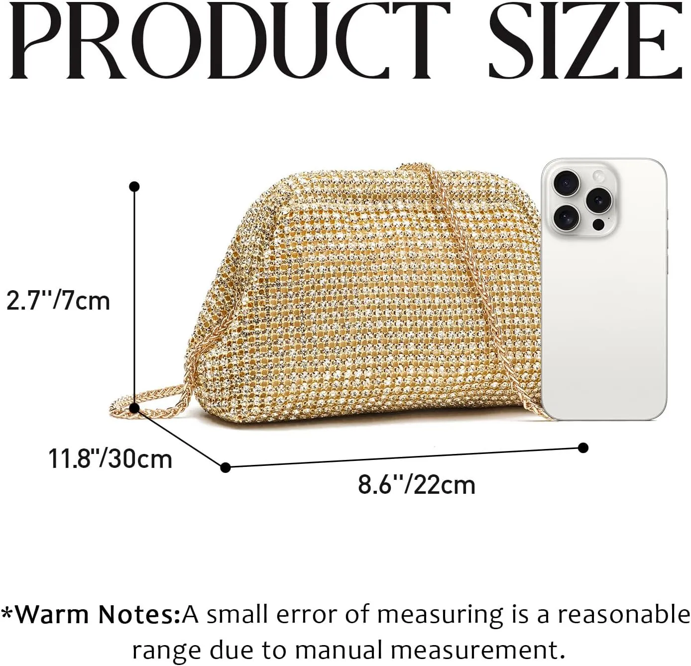 Rhinestone Clutch Purse for Women,Sparkly Diamond Evening Bag Bling Dumpling Cloud Bag for Party Wedding