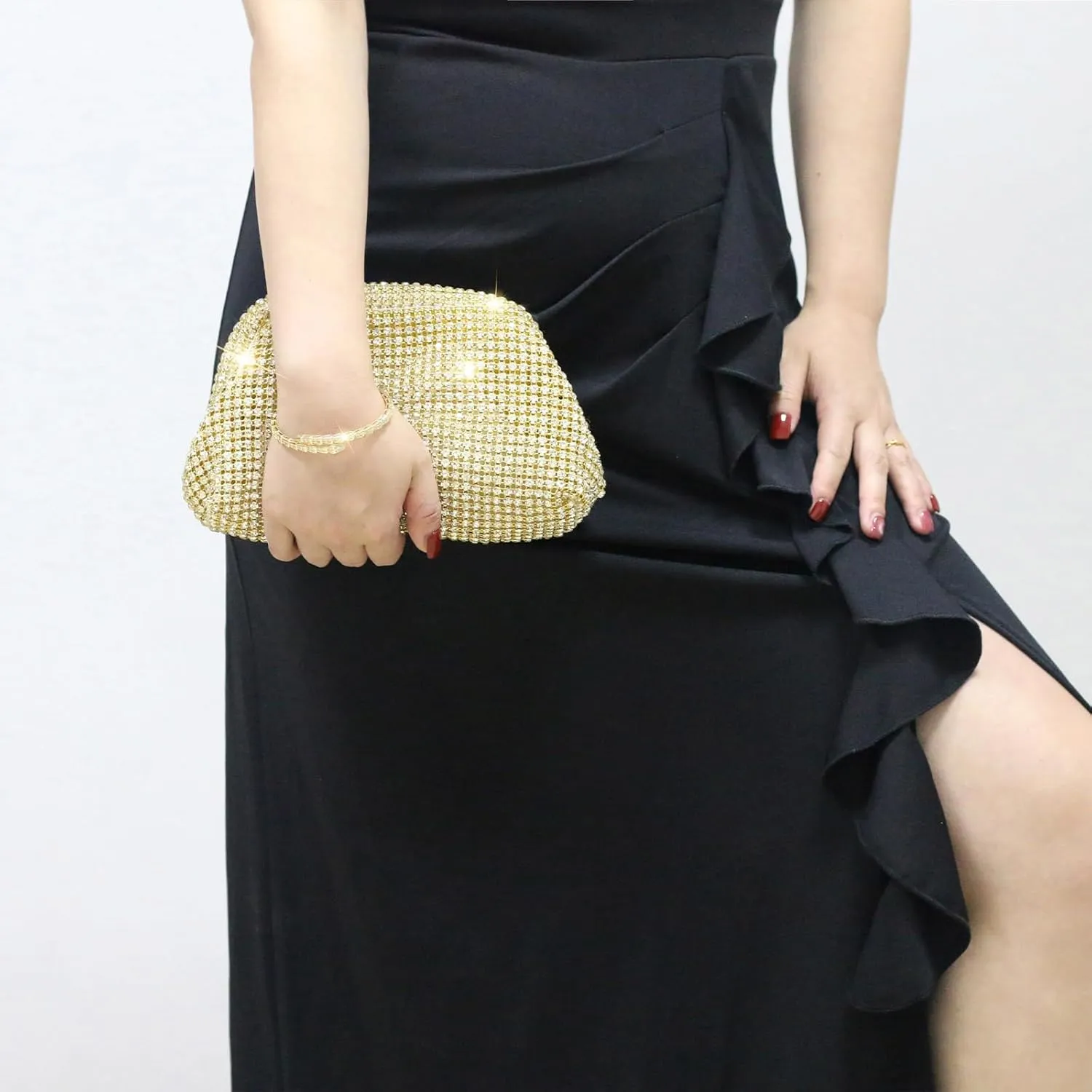 Rhinestone Clutch Purse for Women,Sparkly Diamond Evening Bag Bling Dumpling Cloud Bag for Party Wedding