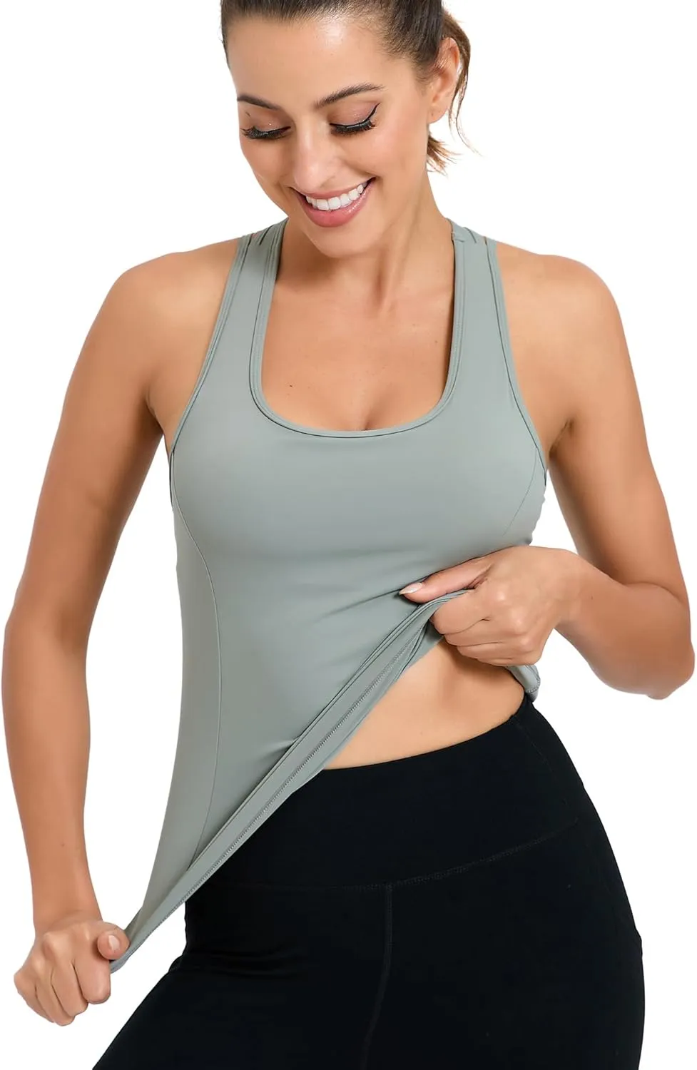 RUNNING GIRL Workout Tank Tops with Built in Bras for Women,Compression Shirt Strappy Back Athletic Yoga Tops