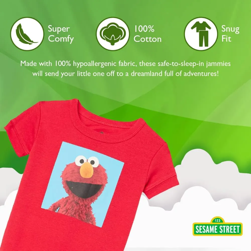 Sesame Street Boys' 2-Piece Snug-fit Organic Cotton Pajama Set, Soft & Cute for Kids