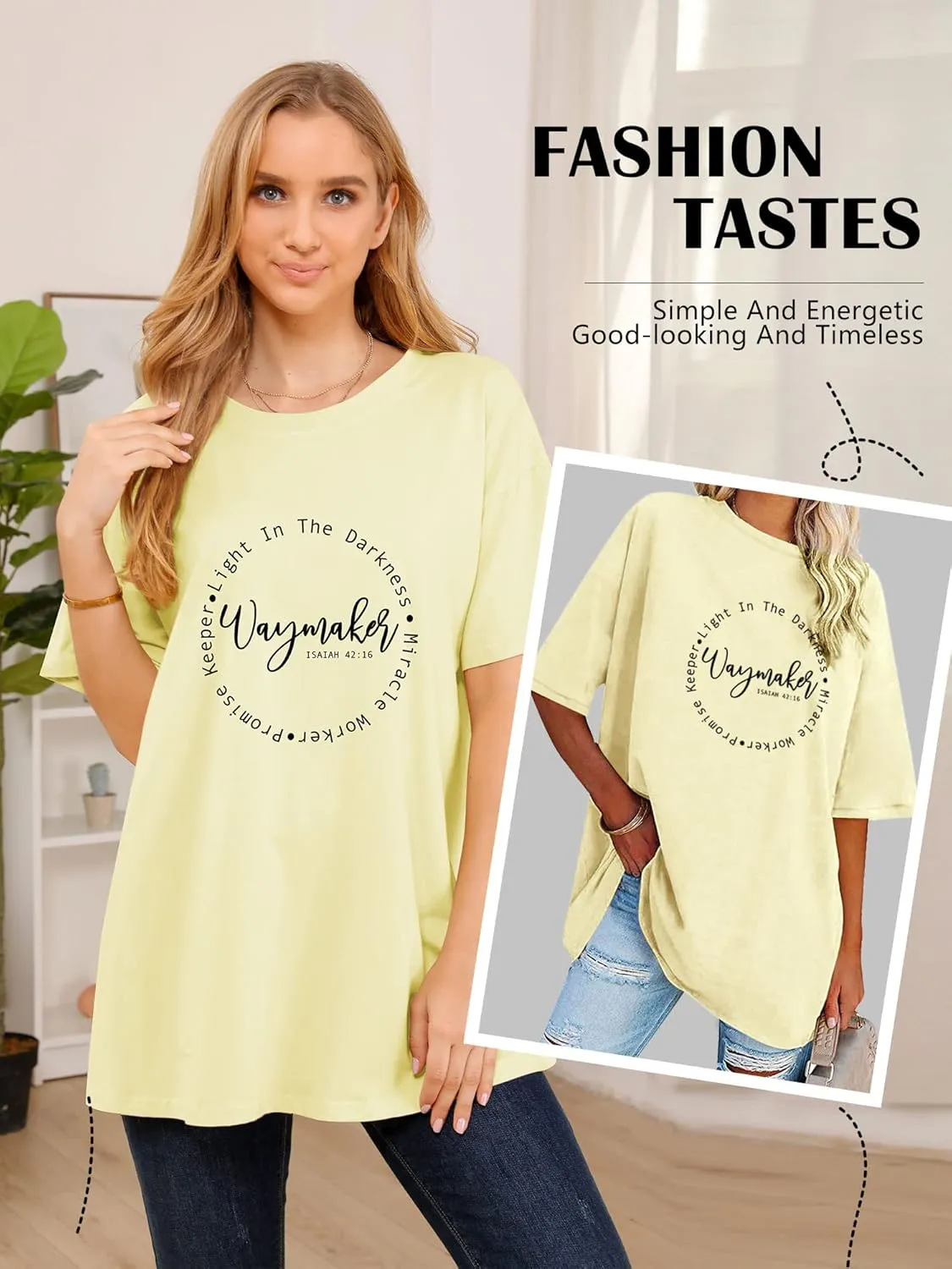 SLEITY Women Waymaker Light in The Darkness Christian Top Oversize Graphic Tee Shirt