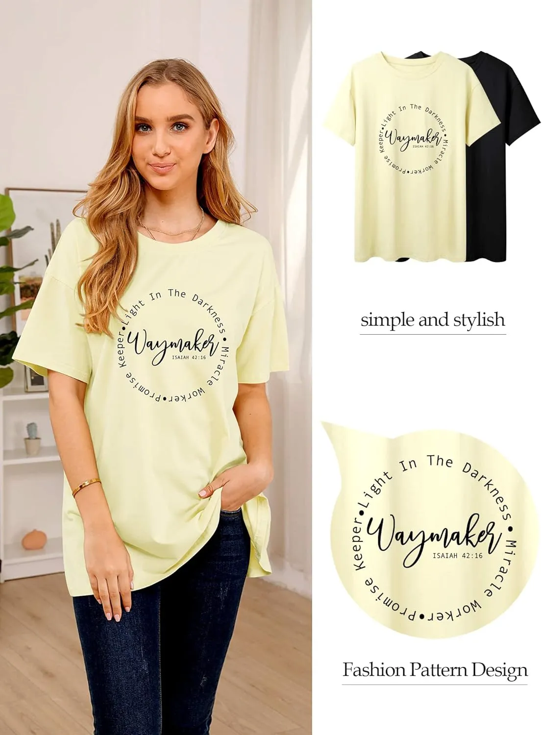 SLEITY Women Waymaker Light in The Darkness Christian Top Oversize Graphic Tee Shirt