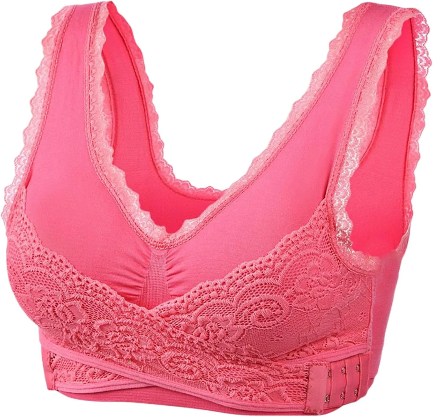 Sports Bra for Women Comfortable No Underwire Yoga Bras Comfy Seamless Bra Athletic Workout Bras with Lace Trim