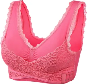 Sports Bra for Women Comfortable No Underwire Yoga Bras Comfy Seamless Bra Athletic Workout Bras with Lace Trim