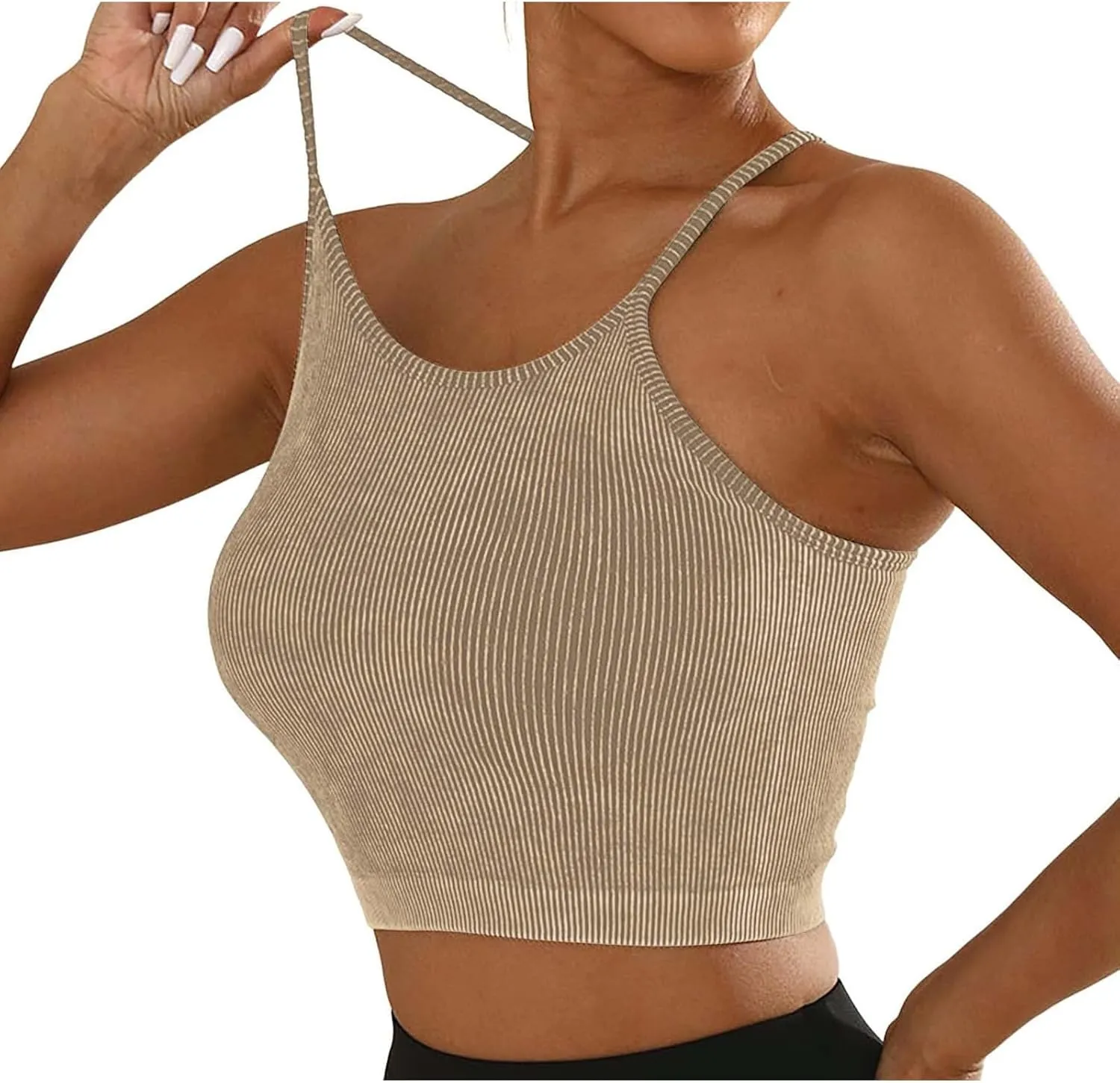 Sports Bras for Women High Support No Underwire Spaghetti Straps Yoga Bra Padded Tank Top Breathable Underwear