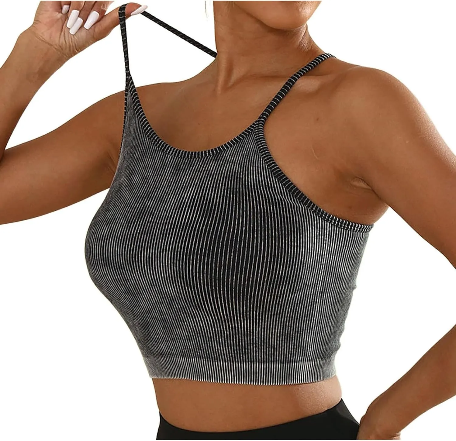 Sports Bras for Women High Support No Underwire Spaghetti Straps Yoga Bra Padded Tank Top Breathable Underwear