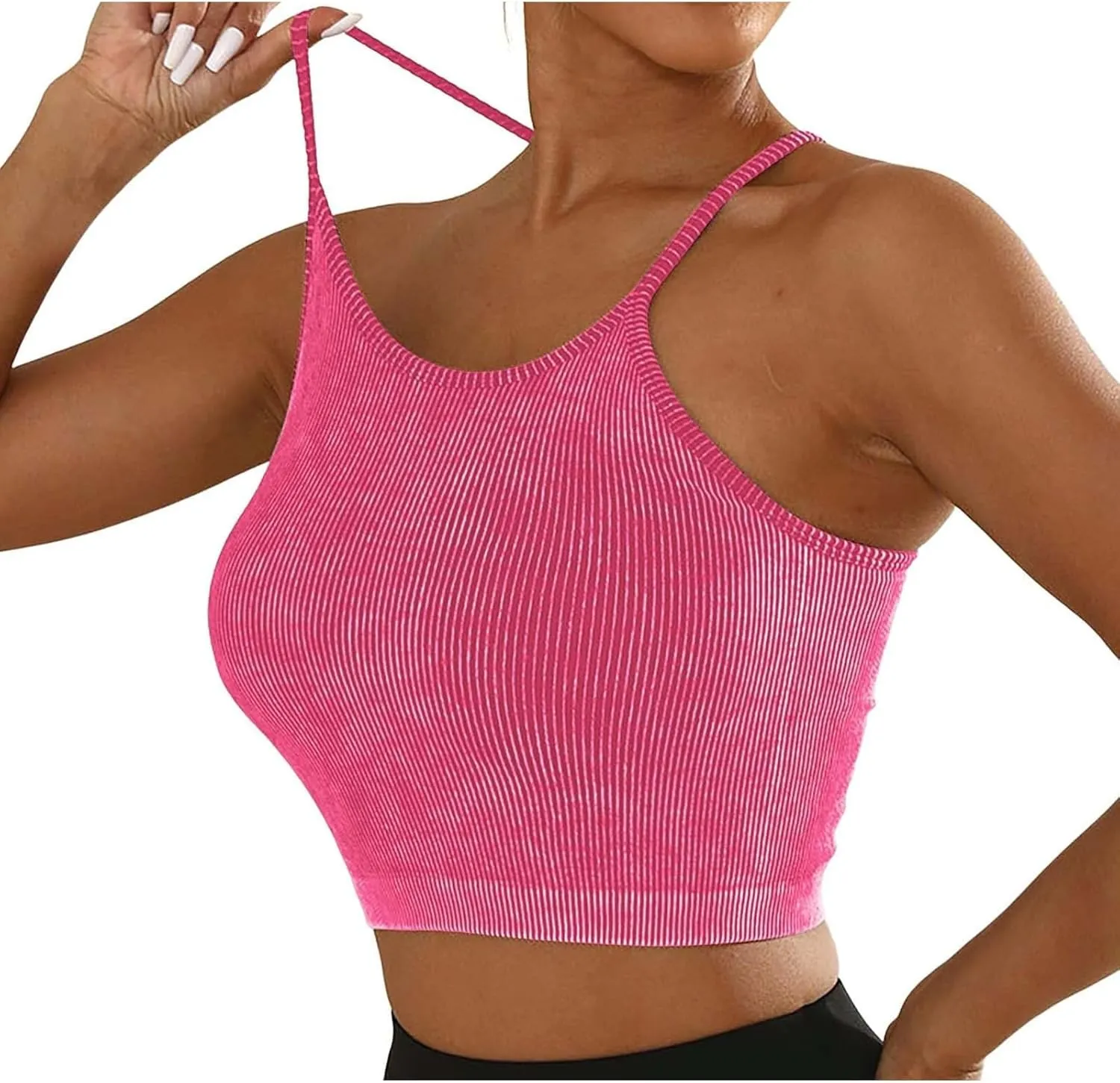 Sports Bras for Women High Support No Underwire Spaghetti Straps Yoga Bra Padded Tank Top Breathable Underwear