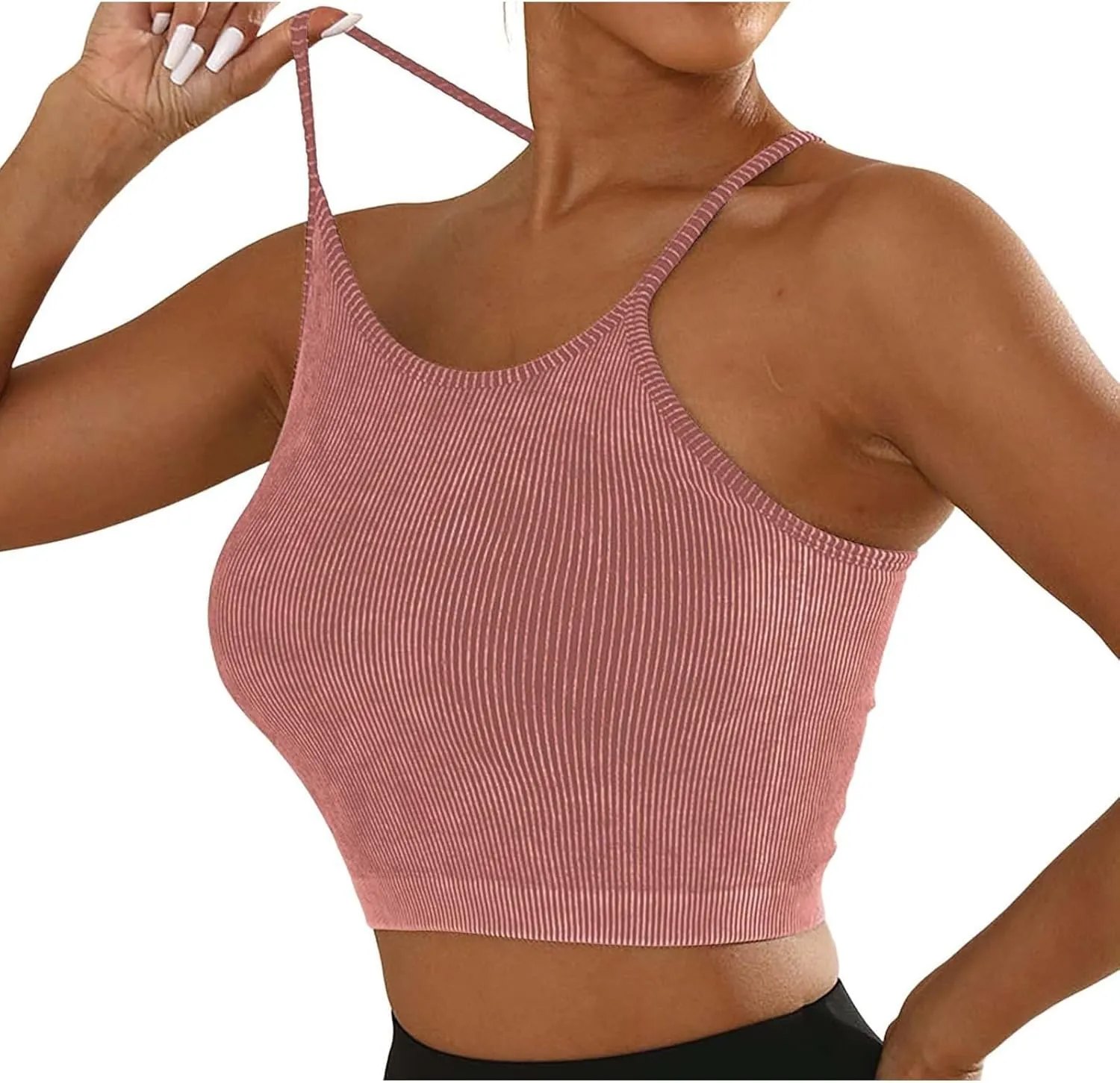 Sports Bras for Women High Support No Underwire Spaghetti Straps Yoga Bra Padded Tank Top Breathable Underwear
