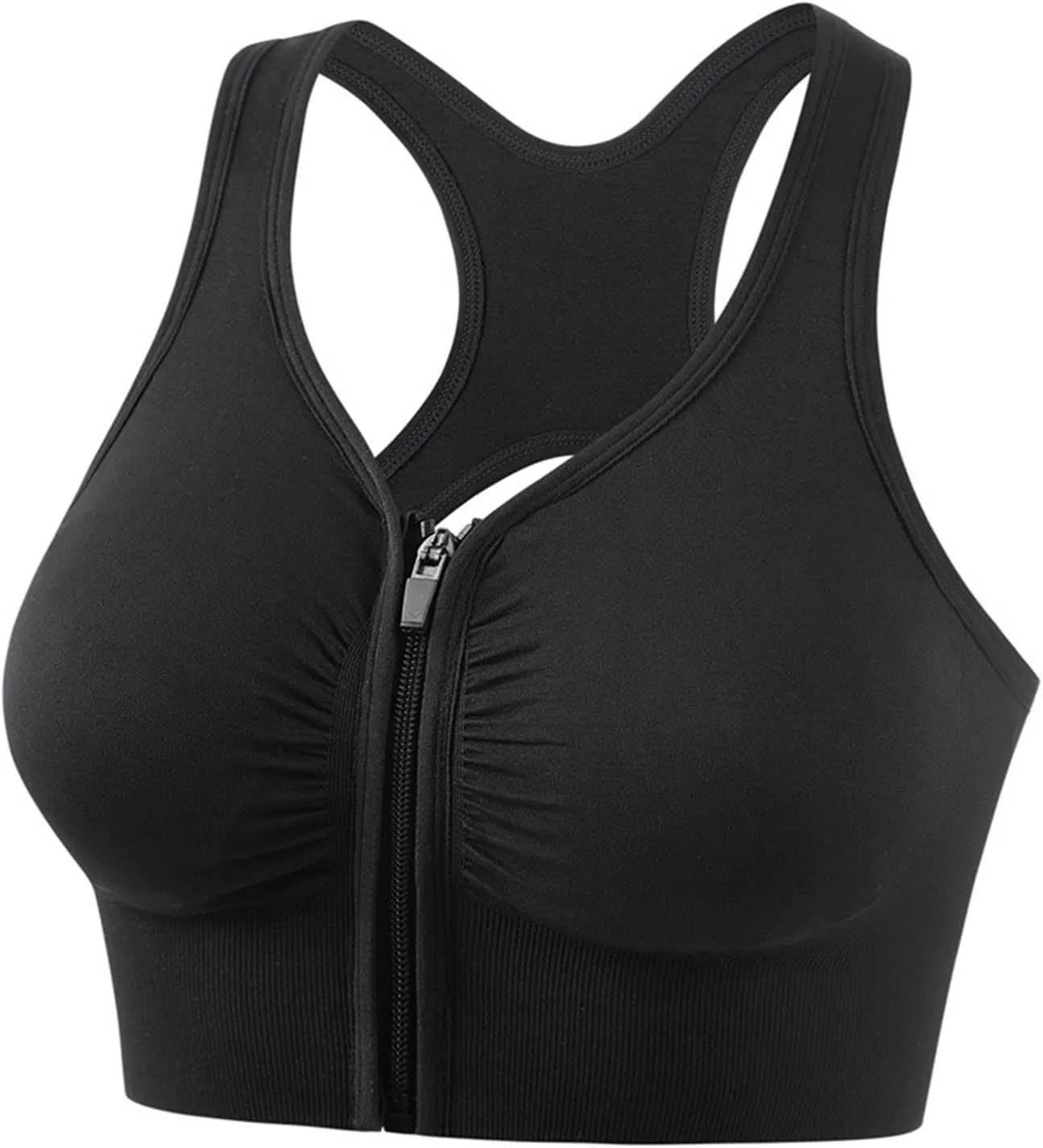 Sports Bras for Women Zip Front Quick Dry Comfy Workout Yoga Bras Push Up Supportive Racerback Gym Running Bras