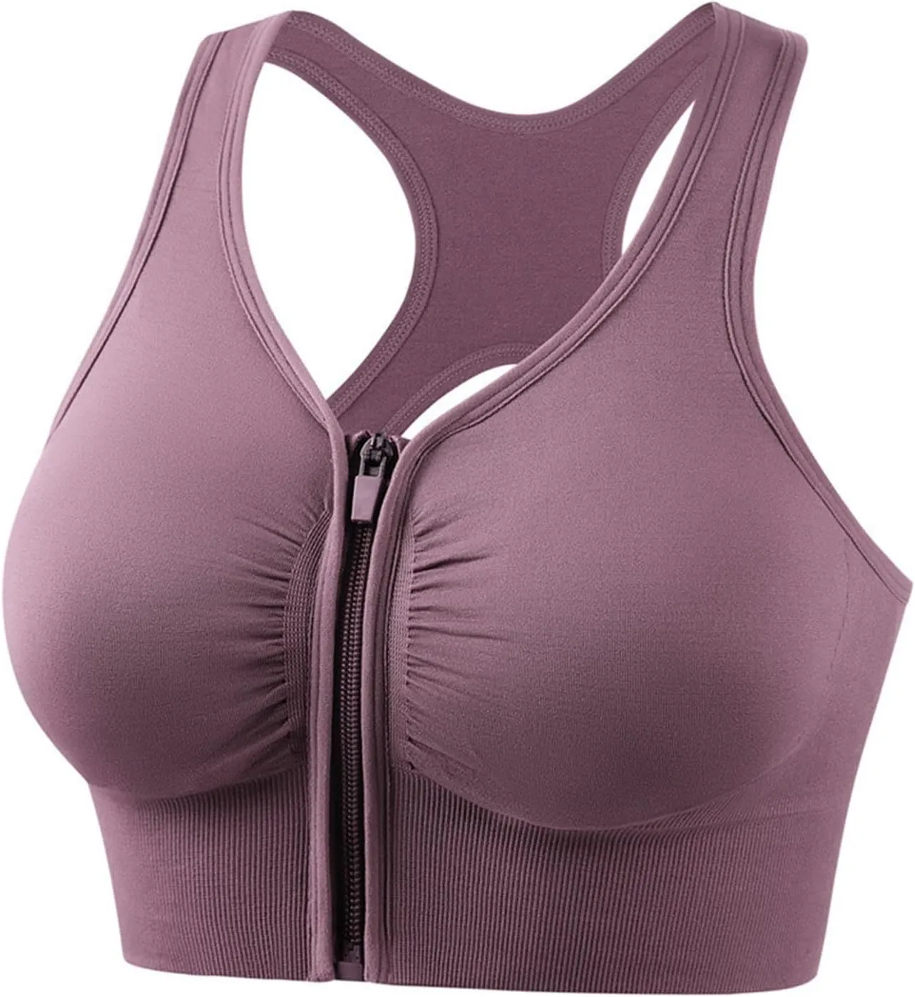 Sports Bras for Women Zip Front Quick Dry Comfy Workout Yoga Bras Push Up Supportive Racerback Gym Running Bras