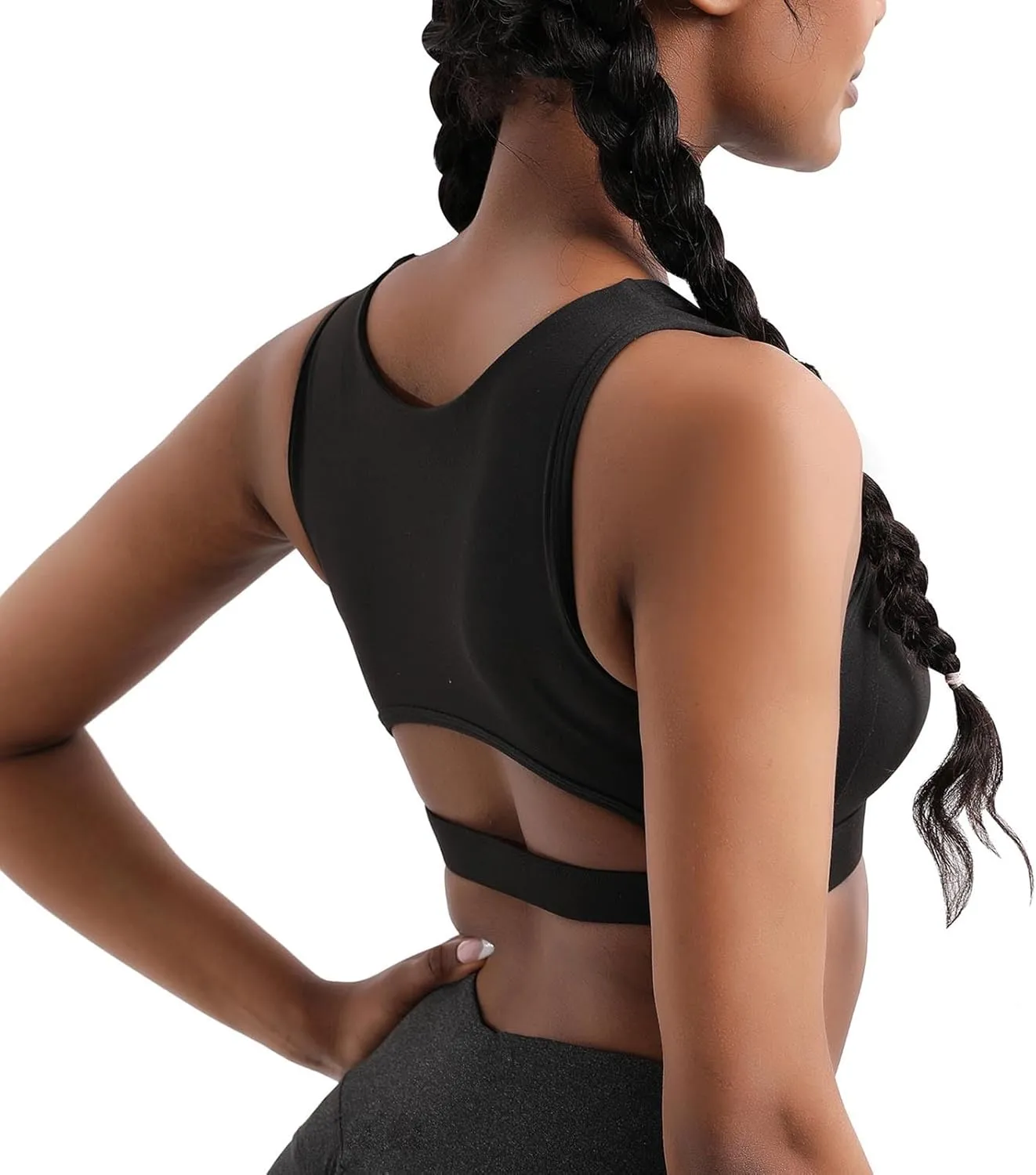 Stretchy Sports Bras Women Racerback Yoga Medium Support Workout Bras Fashion Hollow Breathable Active Tank Bra