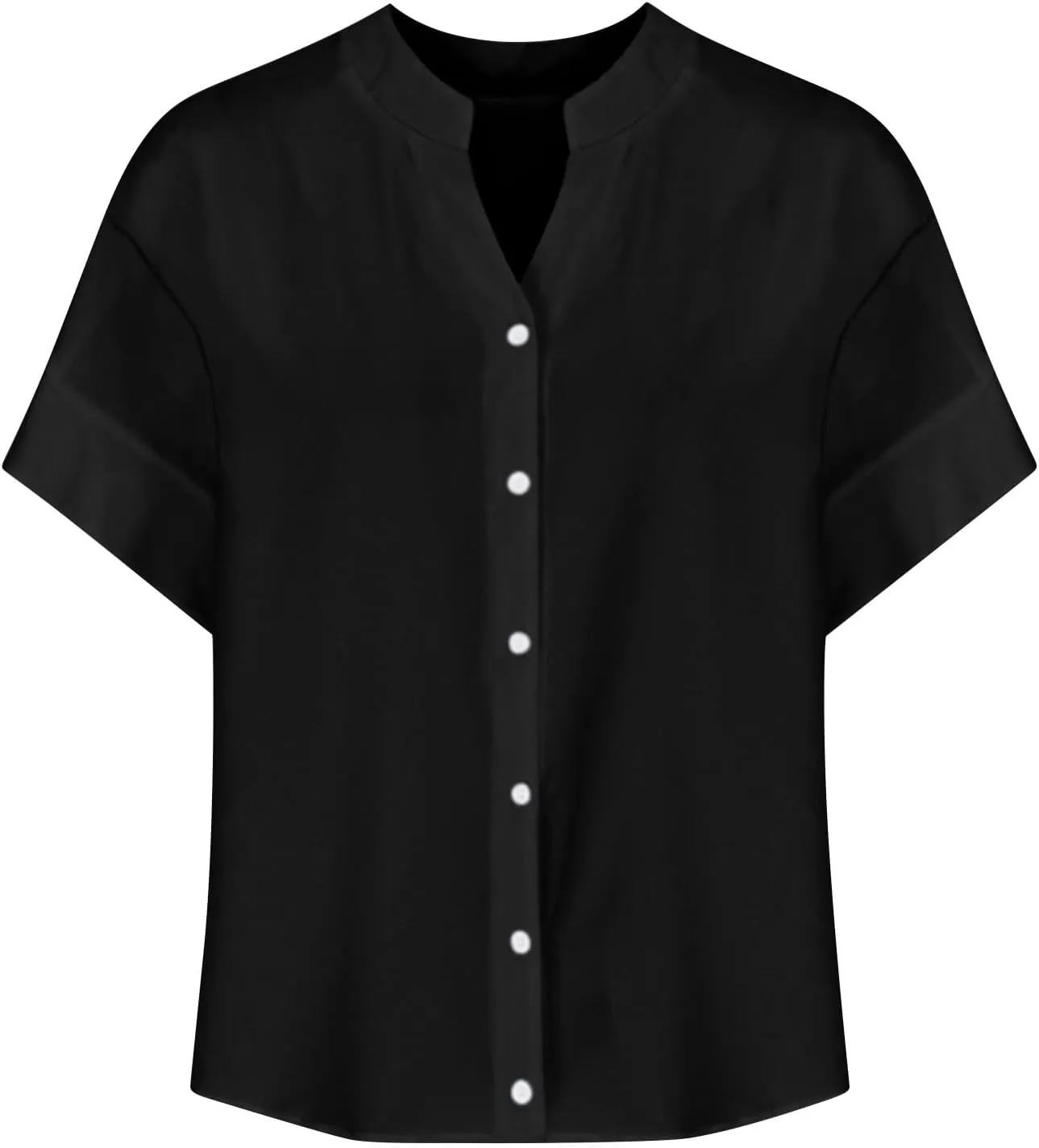 Summer Linen Tops for Women Trendy Button Down Shirts Sexy V Neck T Shirts Dressy Casual Boho Top Short Sleeve Blouse