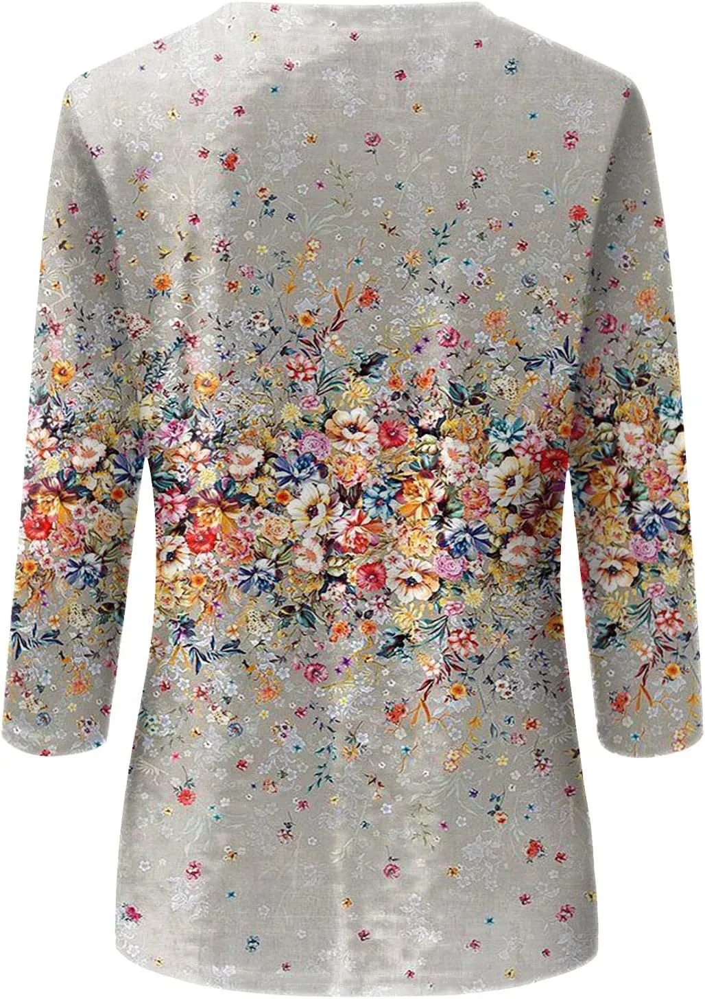 Summer Shirts for Women 3/4 Length Sleeve Crewneck Tops Trendy Loose Casual Printed Three Quarter Cute Blouse
