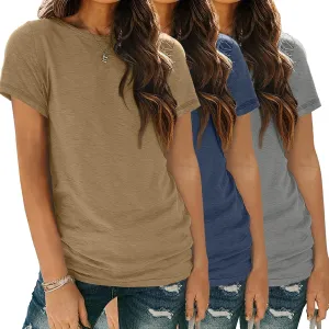 SUNBS Womens 3 Pack T-Shirts Short Sleeve Summer Tops Fashion Basic Tees Comfy Casual Vacation Outfits Workout Clothes 2025