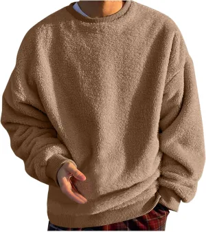 Sweatshirts for Men No Hood Light Weight Long Sleeve Solid Fleece Crewneck Sweatshirt Causal Fashion Shirt Tees