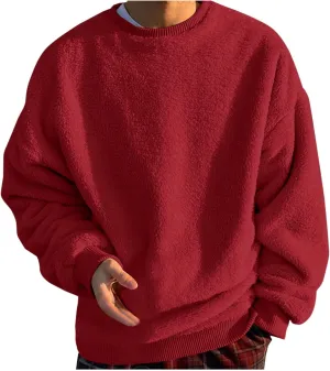 Sweatshirts for Men No Hood Light Weight Long Sleeve Solid Fleece Crewneck Sweatshirt Causal Fashion Shirt Tees