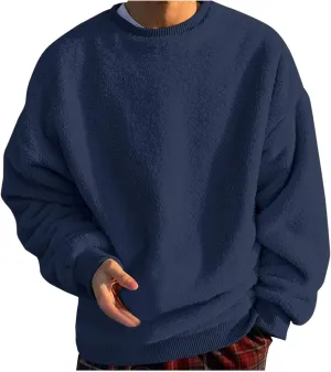 Sweatshirts for Men No Hood Light Weight Long Sleeve Solid Fleece Crewneck Sweatshirt Causal Fashion Shirt Tees