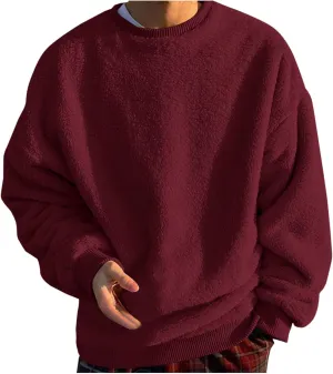 Sweatshirts for Men No Hood Light Weight Long Sleeve Solid Fleece Crewneck Sweatshirt Causal Fashion Shirt Tees