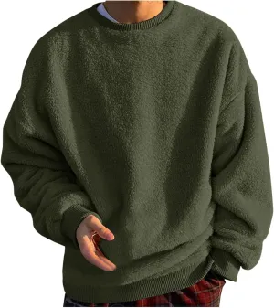 Sweatshirts for Men No Hood Light Weight Long Sleeve Solid Fleece Crewneck Sweatshirt Causal Fashion Shirt Tees