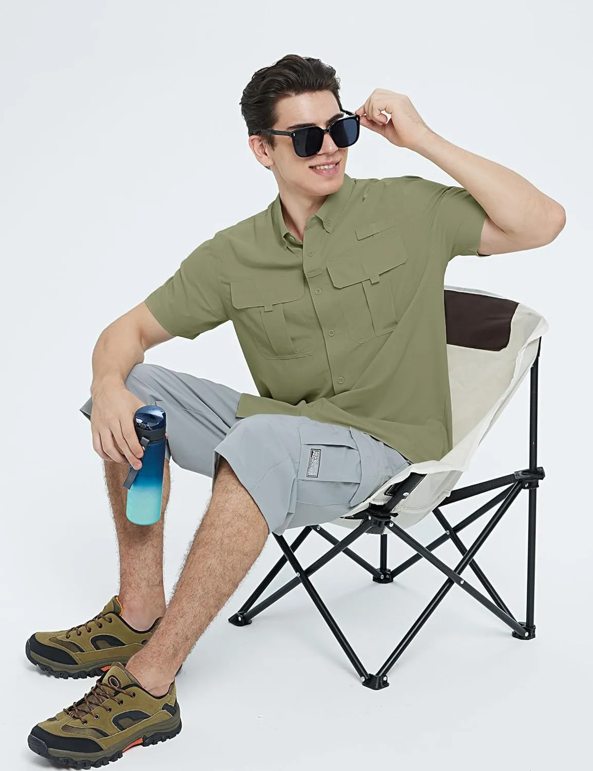 TACVASEN Mens Short Sleeve Sun Protection Shirt UPF 50  Quick Dry Fishing Cooling UV Shirts Outdoor Tactical Hiking Shirts