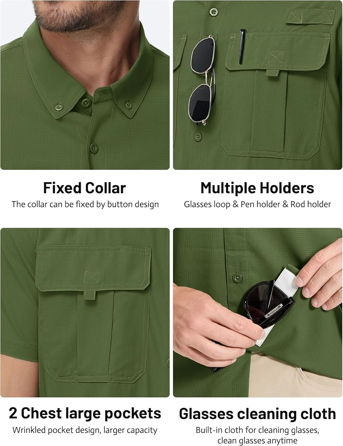 TACVASEN Mens Short Sleeve Sun Protection Shirt UPF 50  Quick Dry Fishing Cooling UV Shirts Outdoor Tactical Hiking Shirts