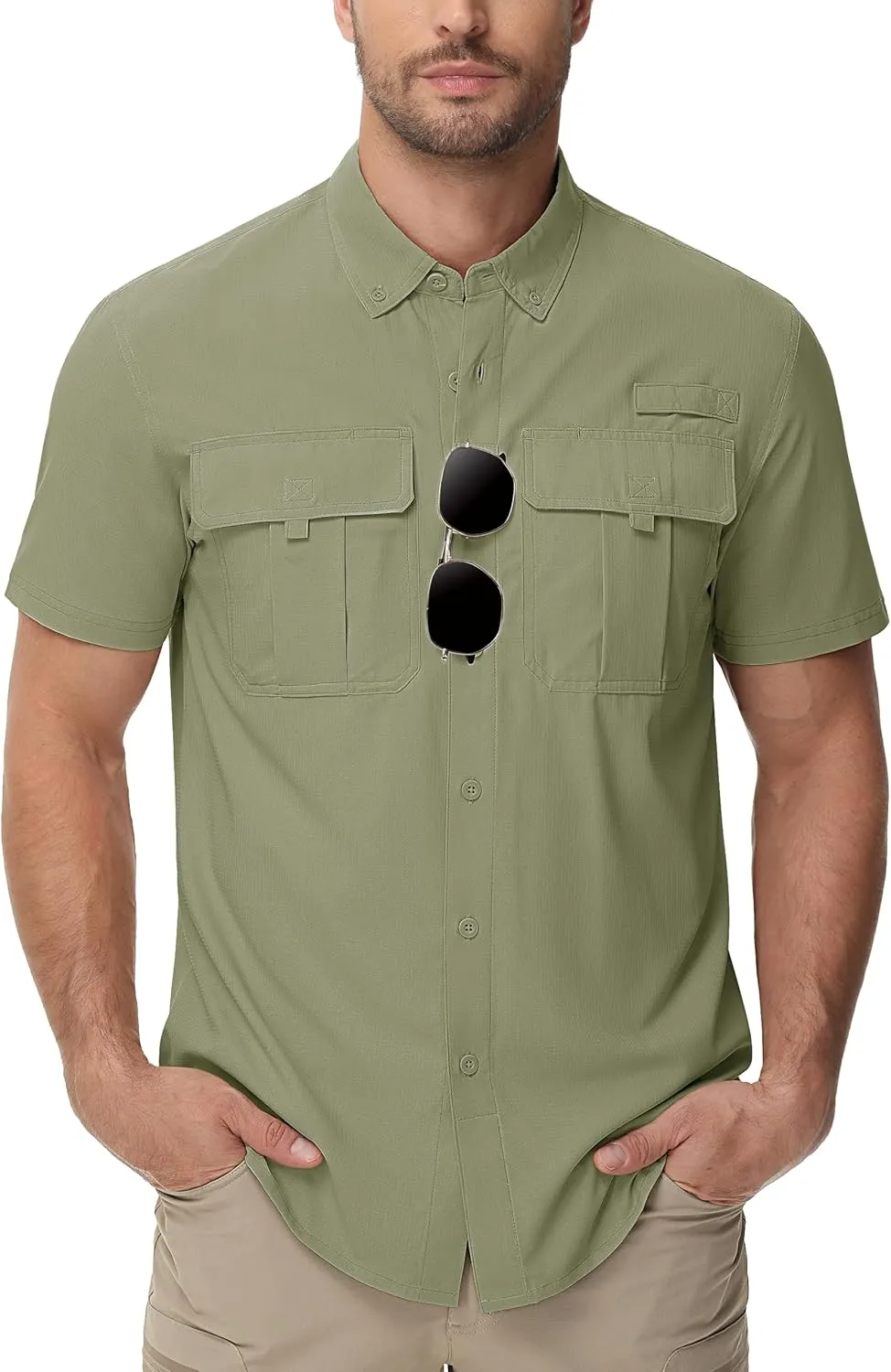 TACVASEN Mens Short Sleeve Sun Protection Shirt UPF 50  Quick Dry Fishing Cooling UV Shirts Outdoor Tactical Hiking Shirts