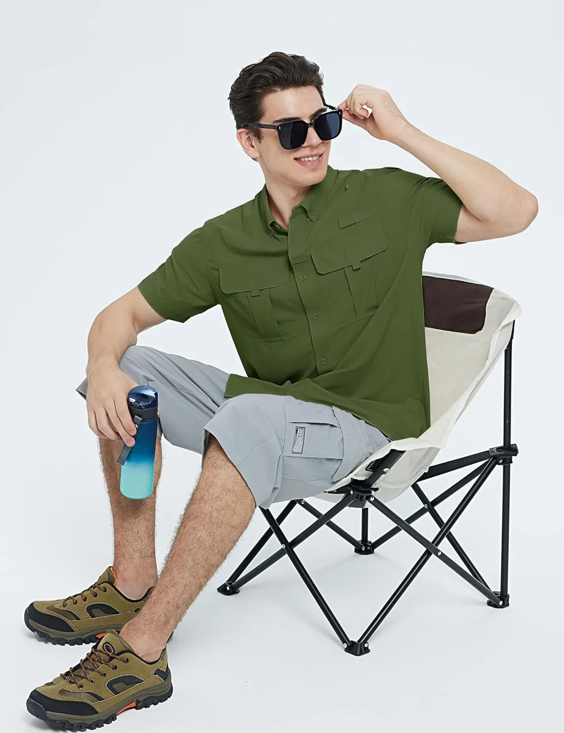 TACVASEN Mens Short Sleeve Sun Protection Shirt UPF 50  Quick Dry Fishing Cooling UV Shirts Outdoor Tactical Hiking Shirts