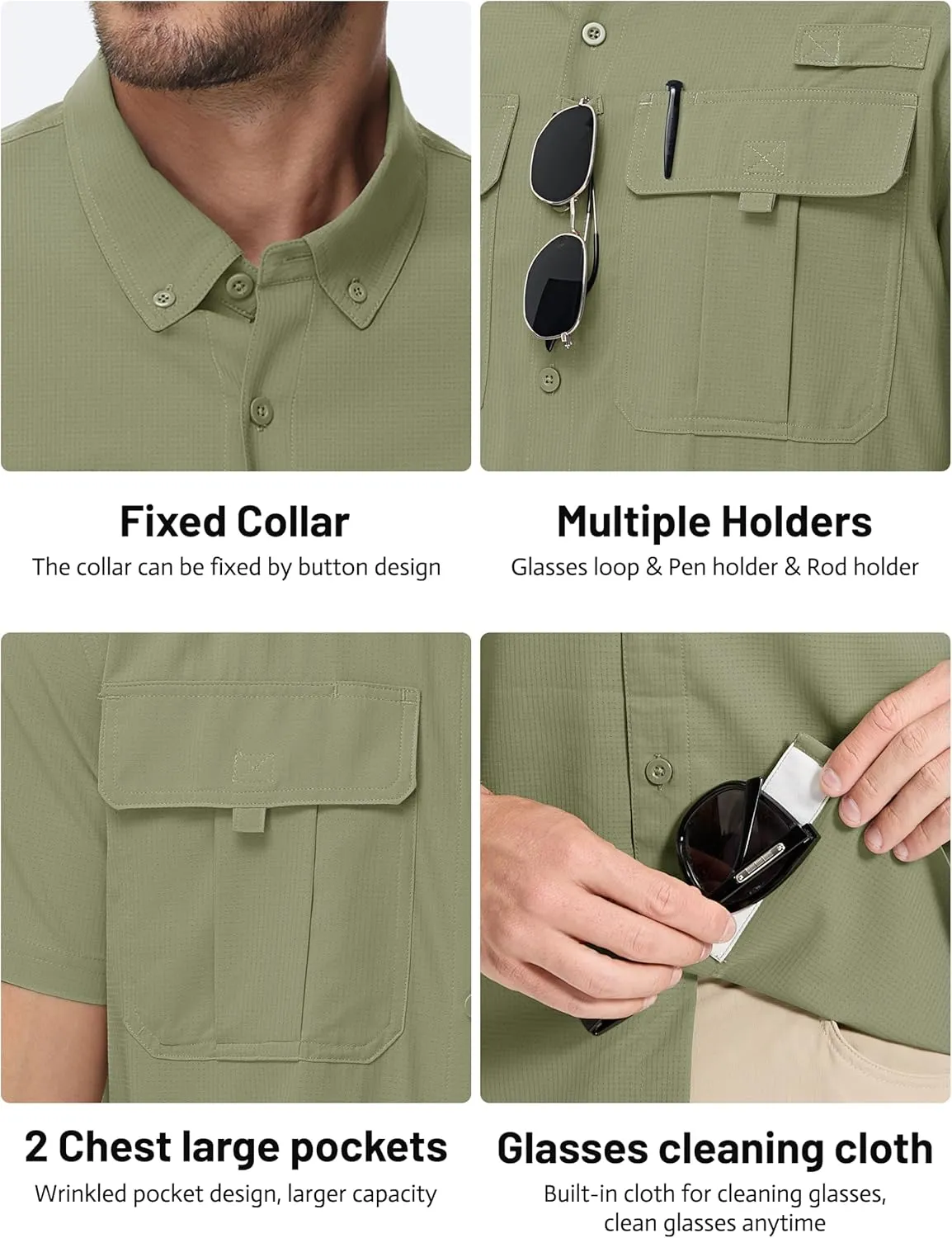 TACVASEN Mens Short Sleeve Sun Protection Shirt UPF 50  Quick Dry Fishing Cooling UV Shirts Outdoor Tactical Hiking Shirts