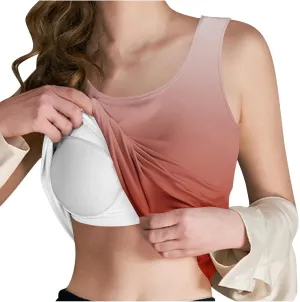 Tank Top with Built in Bra for Women 2025 Summer Gradient Sleeveless Shirts Casual Comfy Basic Camisole Undershirts