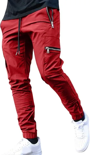Tapered Joggers for Men Mens Autumn and Winter High Street Fashion Leisure Loose Sports Running Solid Stretch