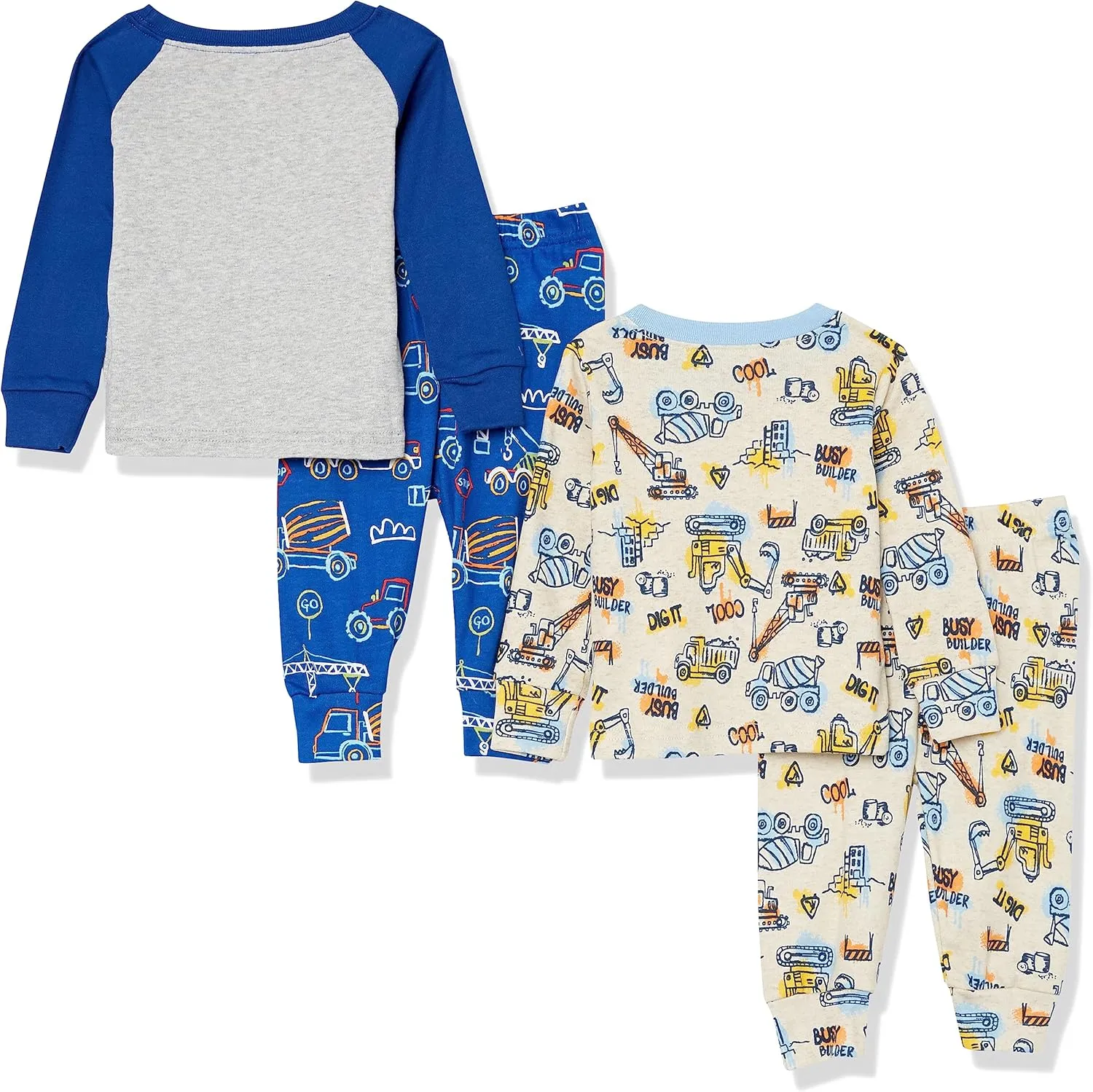 The Children's Place Baby Boys' and Toddler Long Sleeve Top and Pants Snug Fit 100% Cotton 4 Piece Pajama Set