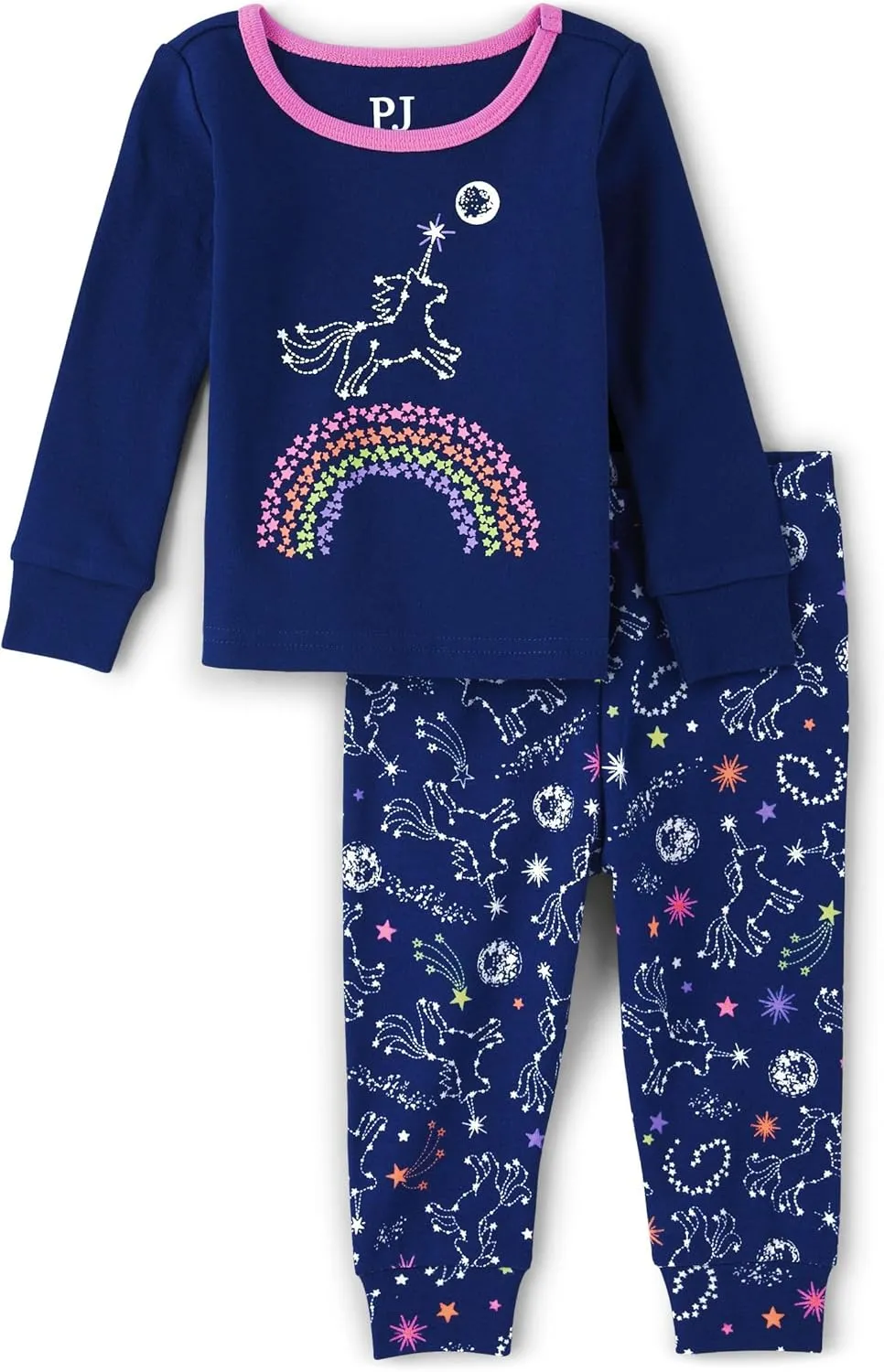 The Children's Place Baby Girl's and Toddler Long Sleeve Top and Pants Snug Fit 100% Cotton 2 Piece Pajama Set